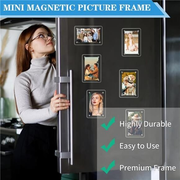 Acrylic magnetic polaroid frames set of 6 mini photo display for fridge or locke - Picture 5 of 7